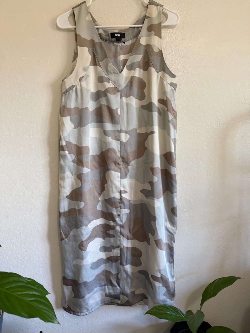 DKNY Camo Sleeveless Midi Dress